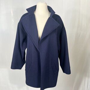 Vintage Lagerfeld Era Chloe for I Magnin Women's Large Navy Blue Wool Pea Coat